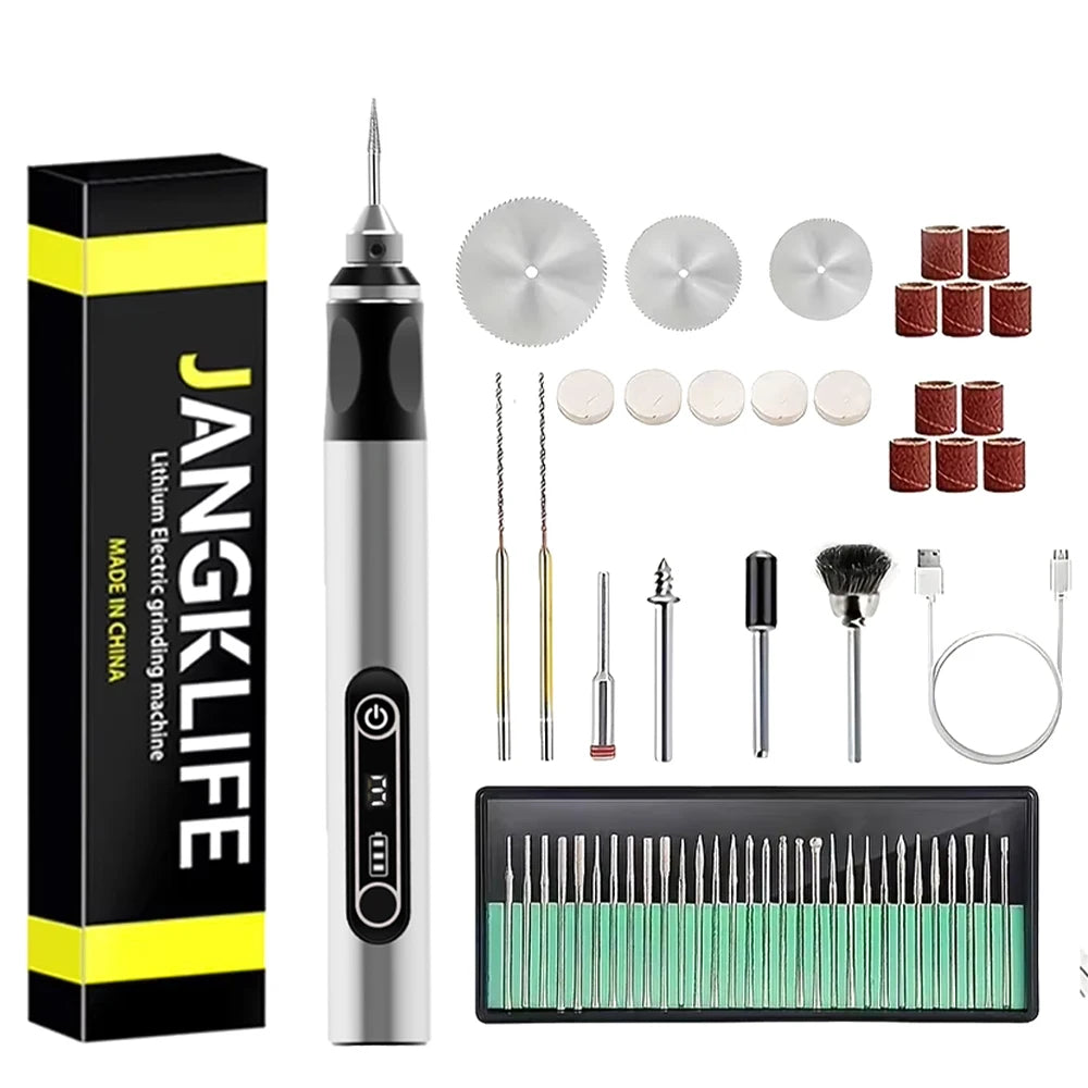 USB Cordless Rotary Tool Kit Woodworking Engraving Pen