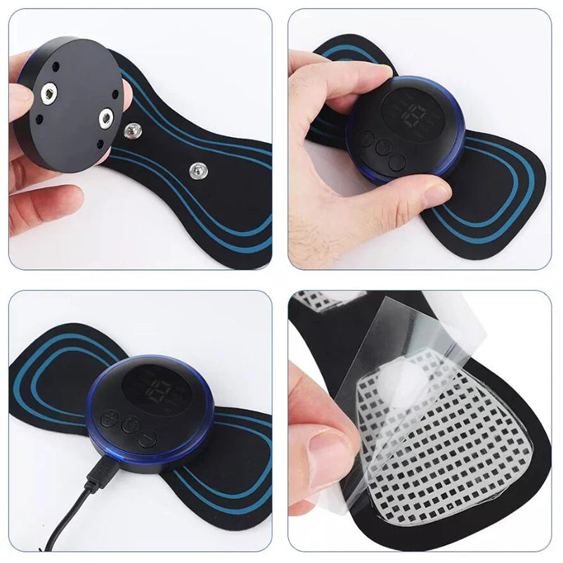 4PCS LCD Display EMS Neck Massage Electric 