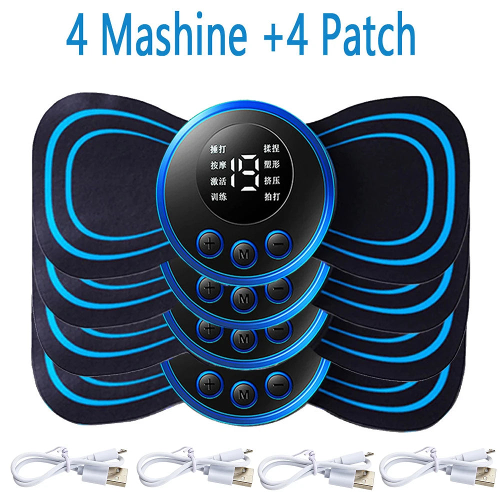 4PCS LCD Display EMS Neck Massage Electric 