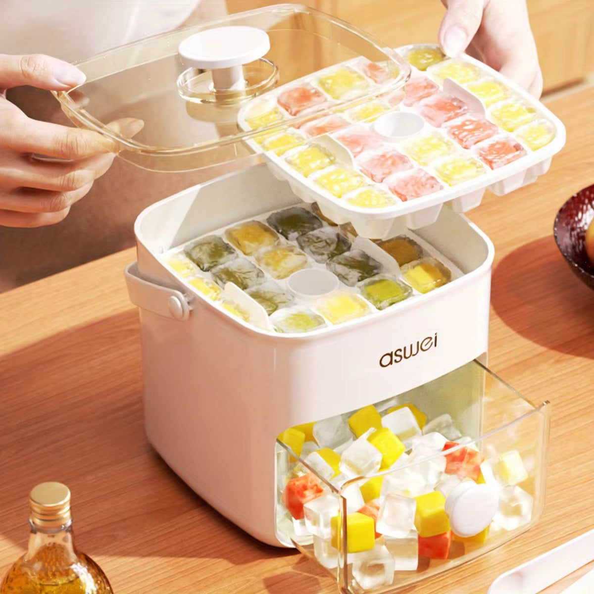 48-Cube Ice Maker with Easy-Press Lid - Double Layer