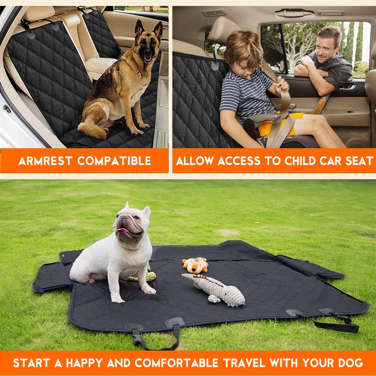 Dog Car Seat Cover, Back Seat Cover for Dogs 