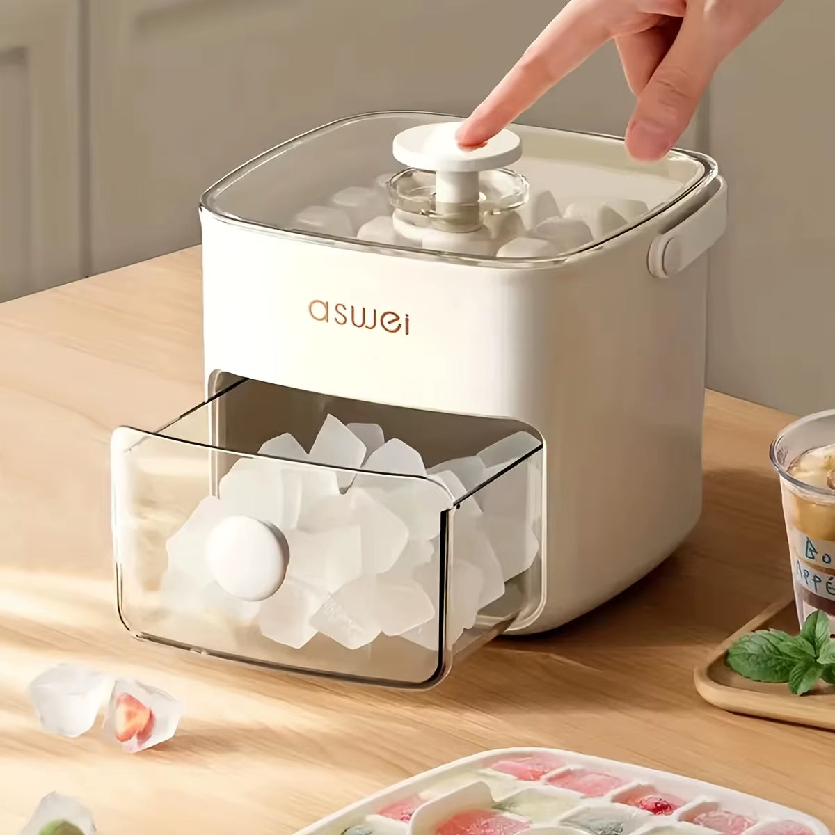 48-Cube Ice Maker with Easy-Press Lid - Double Layer