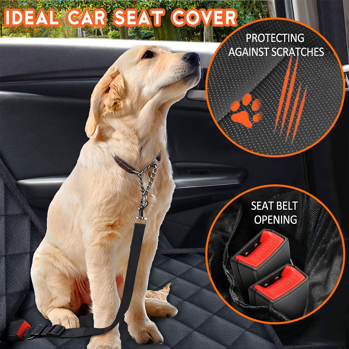 Dog Car Seat Cover, Back Seat Cover for Dogs 