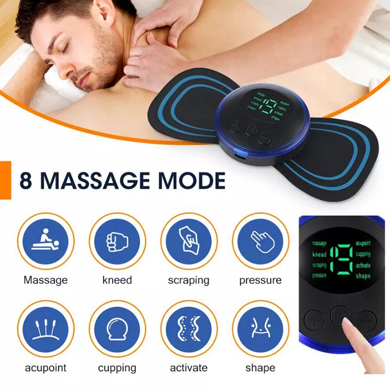 4PCS LCD Display EMS Neck Massage Electric 