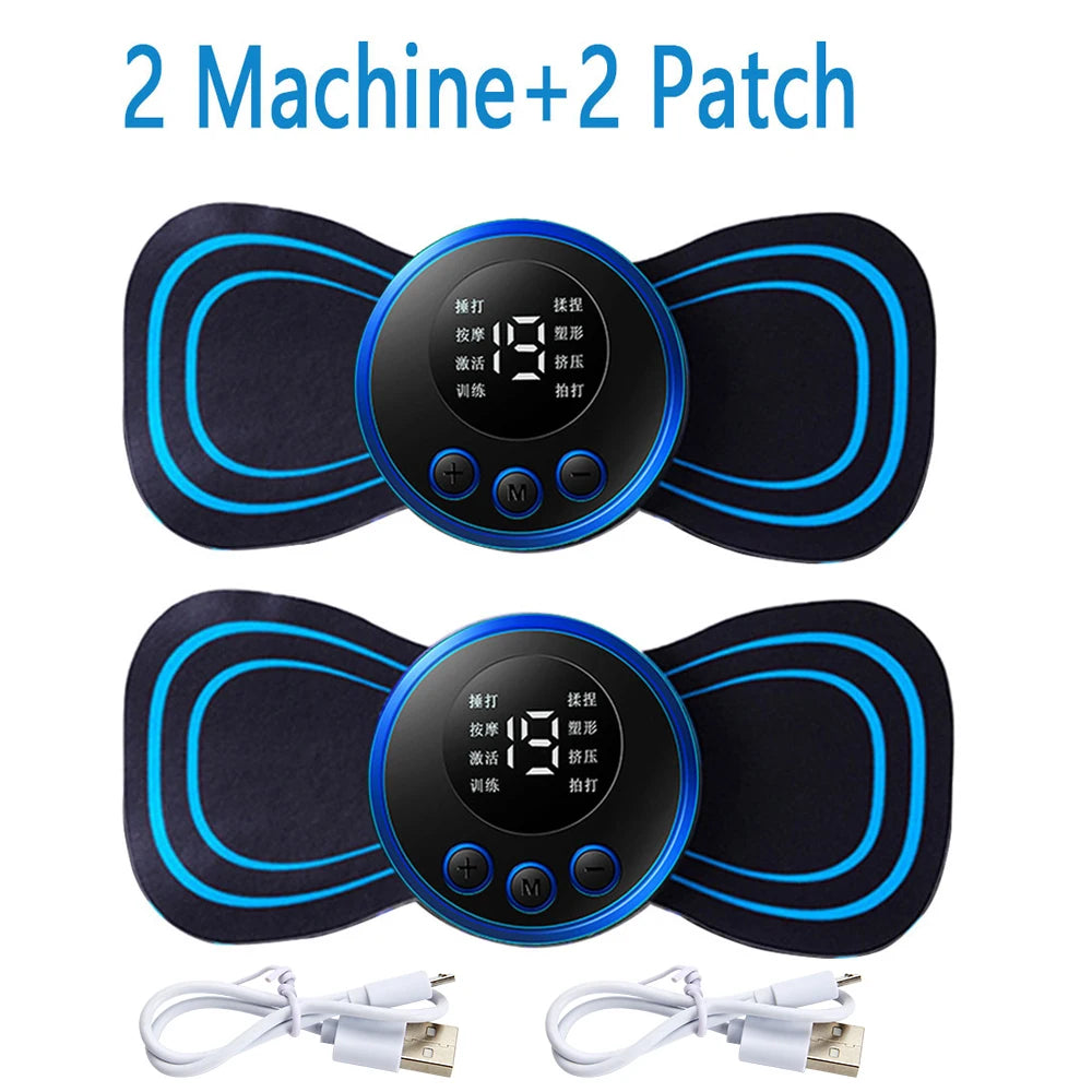 4PCS LCD Display EMS Neck Massage Electric 