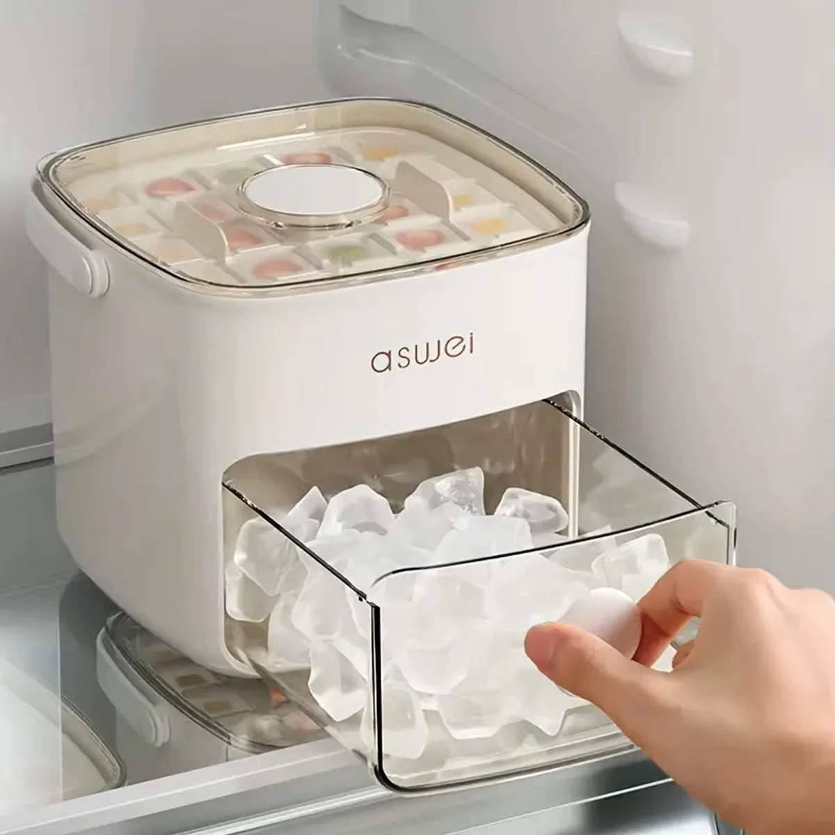 48-Cube Ice Maker with Easy-Press Lid - Double Layer