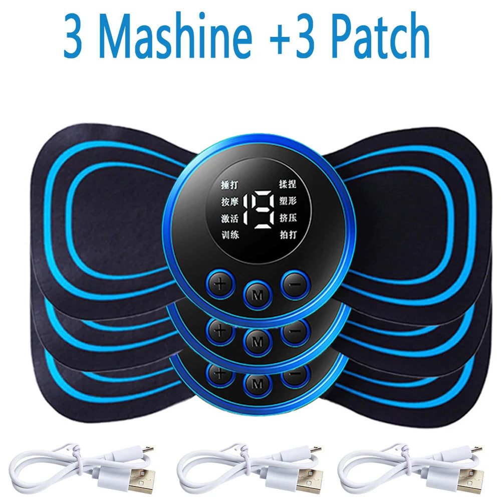 4PCS LCD Display EMS Neck Massage Electric 